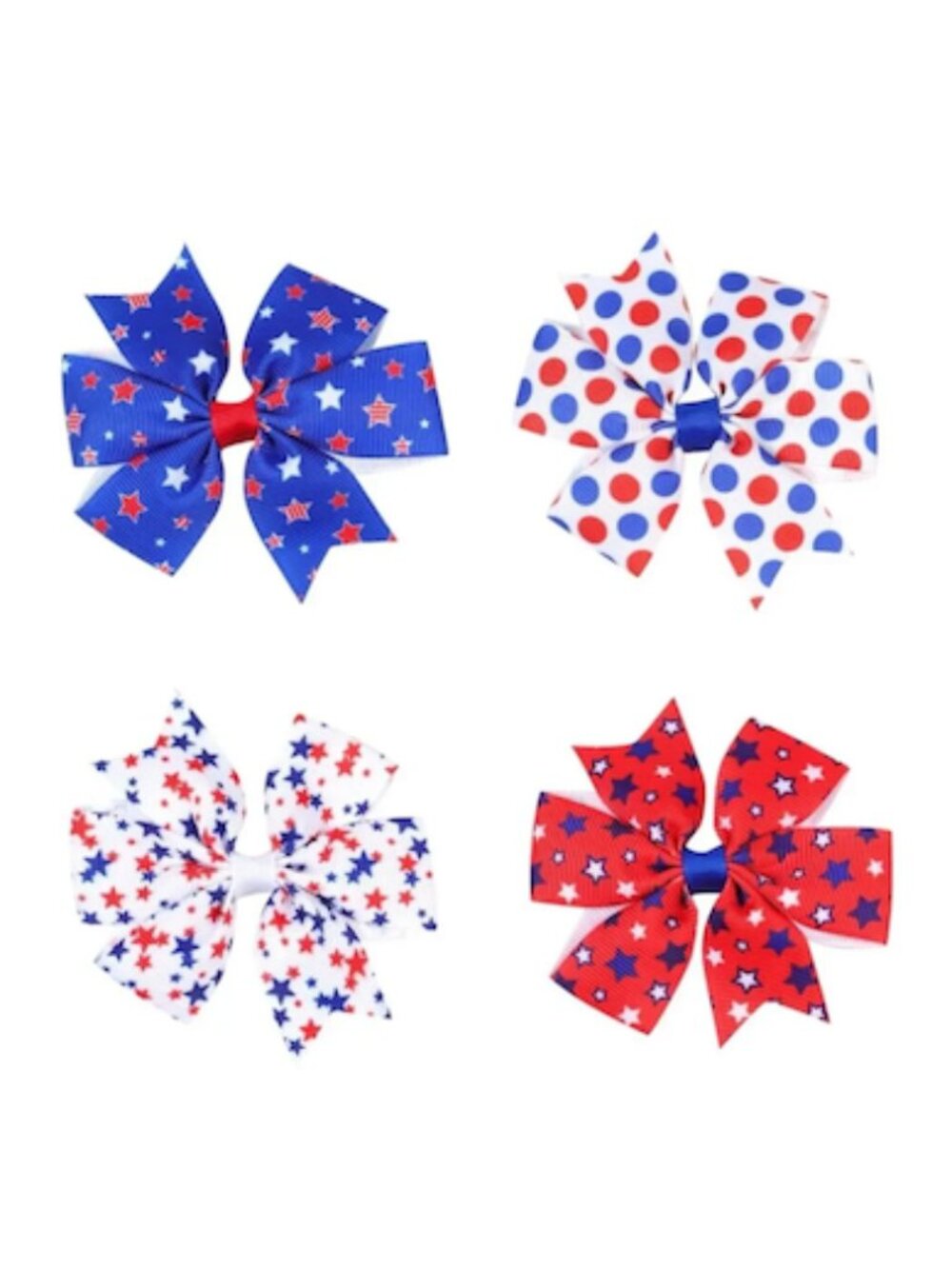 🇺🇸 America 250 Celebration USA Girls Hair Bow Set Patriotic 4th of July New